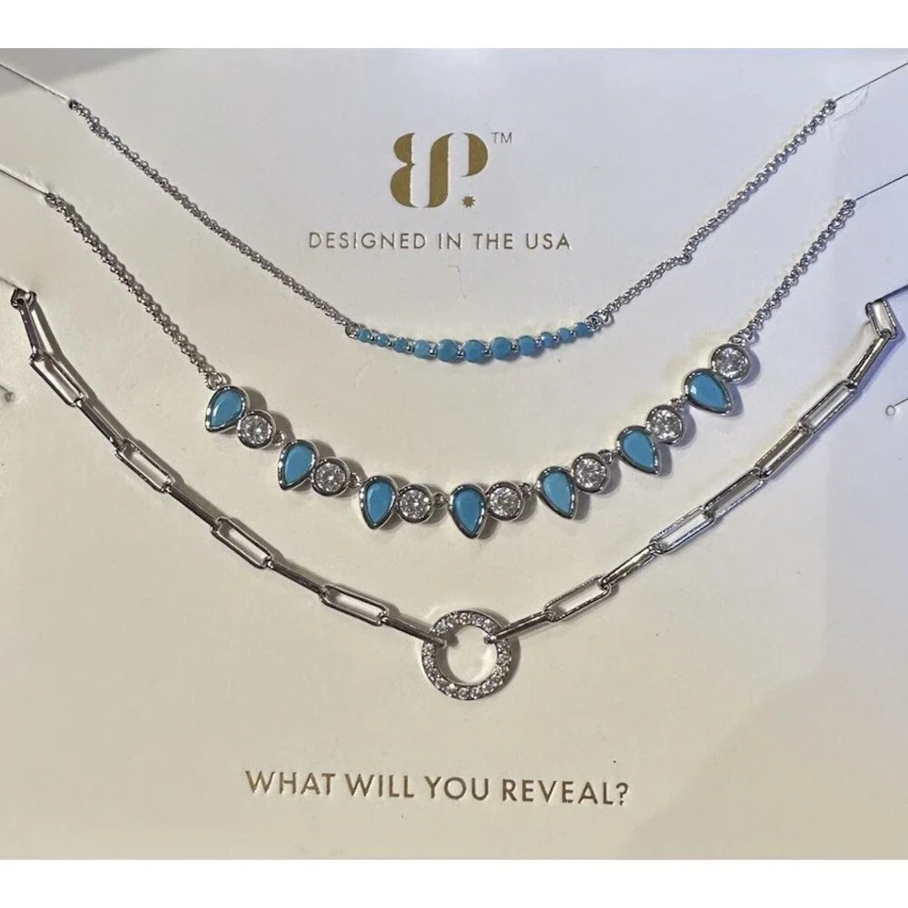 Bomb Party RBP6974 Ocean Breeze Luxe Layers Turquoise 3 Necklace Set